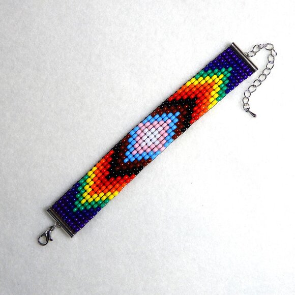 Pride Progress rainbow bead bracelet, handmade, adjustable, 30% to charity - Picture 2 of 6